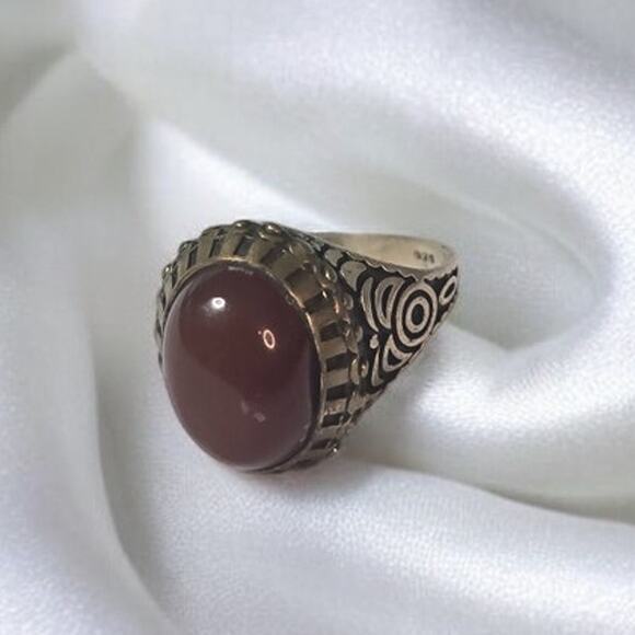 Carnelian 928 Silver Vintage Men's Ring Size 11 - Picture 6 of 10